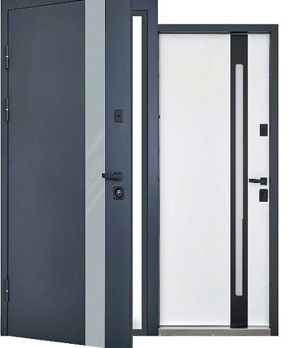 Двері вхідні уличн Abwer (Defender) 506 Nordiglass860/960х2050 ( RAL 7021/Белый)