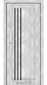 Дверне полотно Leador Express   BELLUNO 900 х 2000, Клен Рубрум, Чорне скло(СкДн)