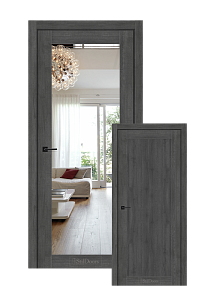 Дверне полотно VERMONT StilDoors Бетон Тефра (800*2000) ПВХ, Зеркало серебро Глухое