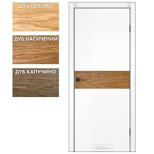 Дверне полотно DELINIA 800 х 2000, Біла емаль, Декоративна вставка з  натурального шпону, Дуб Капучино