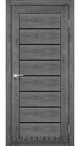 Двери Korfad Delux Piano PND-01 Дуб марсала 0,80х2 стекло черное