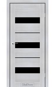 Дверне полотно MEXICO StilDoors Кремовое дерево (800*2000) ПВХ, стекло черное