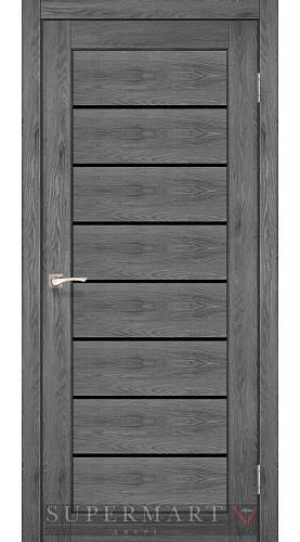 Двери Korfad Delux Piano PND-01 Дуб марсала 0,80х2 стекло черное