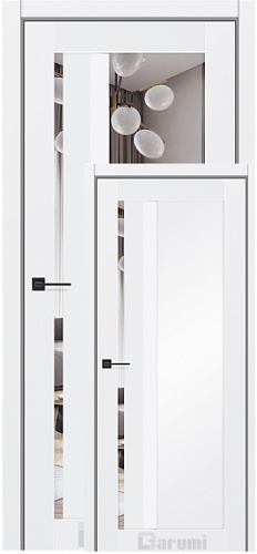 Дверне полотно Darumi  FLORIANA-02 800 х 2000, Білий матовий, Дзеркало срібне/Глухе