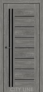 Дверне полотно Optima City Line Express Артвуд грей/Артвуд сканді скло чорне 800*2000