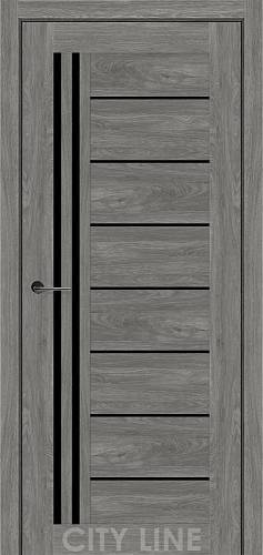 Дверне полотно Optima City Line Express Артвуд грей/Артвуд сканді скло чорне 800*2000