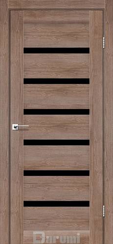 Дверь межкомнатная Darumi Vela Орех бургун (800*2000) стекло чорное
