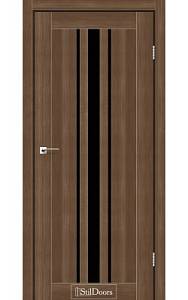 Дверне полотно ARIZONA StilDoors Орех золотой (800*2000) ПВХ, скло черное