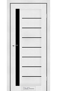 Дверне полотно LONDON StilDoors Белое дерево (800*2000) ПВХ, стекло черное