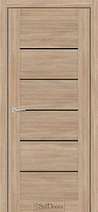 Дверне полотно SALVERO 800 х 2000, Дуб Платина, Чорне скло