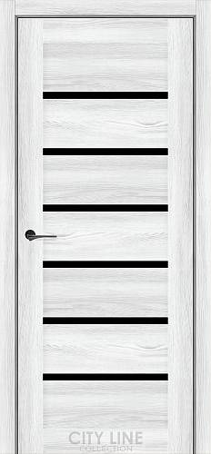 Дверне полотно City Line FORSAN Дуб Айс/Астана Розвід,Чорне скло(800*2000)