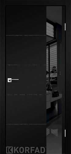 Двери Korfad GLP-05,кромка глянец черный,Super Pet черный,Lacobel черный лак 800*2000