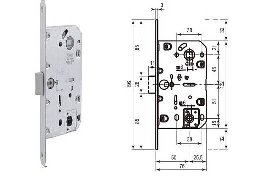 Механизм AGB Mediana Evolution WC 96мм (пластиковый язычок)  матовый хром (1)