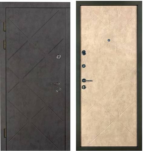 Двері вхідні Artiz Тип 10 Модель 197 Бетон графіт/ Бетон бежевий 850мм праві  МДФ/МДФ