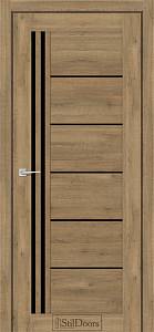 Дверне полотно VITANO 800 х 2000, Бетон Антрацит, Чорне скло