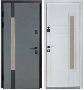 Двері вхідні металеві Термо Cottage-705 Metalic Grey / 432  Вулична Білий атласний 950мм праві