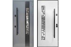 Двери Входные Магда тип 15 модель MG823,1 Мет серый /Емаль белая  тянущая ручка 860,960 (улица)