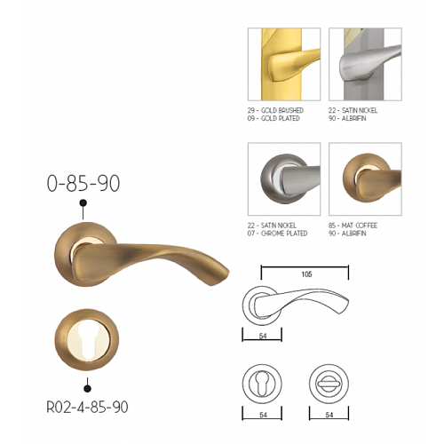 Дверная ручка Siba Siena L матовый никель/темное золото