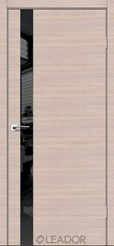 Дверь межкомнатная Leador Asti Glass(800*2000) Монблан риз. Lac.чорн алюм.кромка