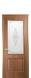 Дверне полотно Новий стиль Вилла зол. ольха (600*2000) ПВХ De Luxe стекло с рис. Р1