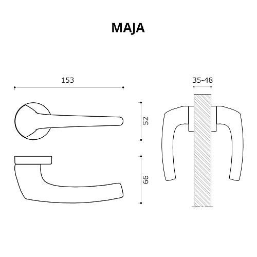 Дверна ручка SYSTEM Maja RO12 CBM Матовий Хром