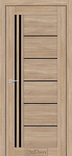 Дверне полотно VITANO 800 х 2000, Бетон Антрацит, Чорне скло