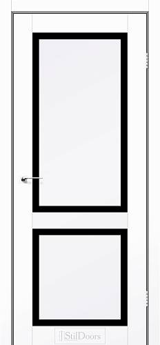 Дверне полотно Portland StilDoors Білий Мат (800*2000) ПП ,стекло черное