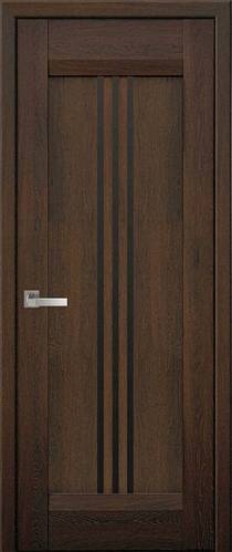 Дверне полотно Новий стиль Рейс дуб шоколадный (600*2000) Нано Флекс стекло BLK