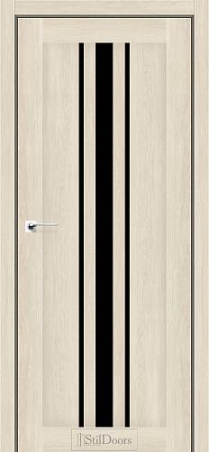 Дверне полотно ARIZONA StilDoors Атлантик крем (700*2000) ПВХ, скло черное