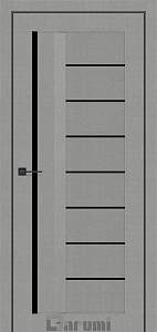 Дверне полотно Darumi  FLORIANA-01 800 х 2000, Металевий Грей, Чорне скло