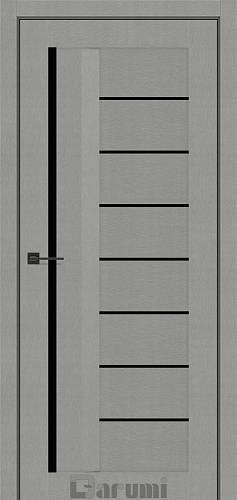 Дверне полотно Darumi  FLORIANA-01 800 х 2000, Металевий Грей, Чорне скло