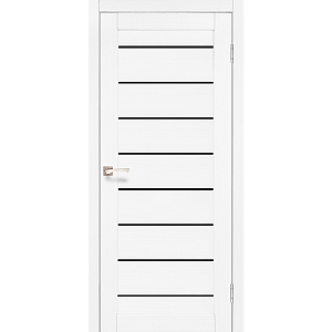 Двери Korfad Delux Piano PND-01 Ясень белый 0,80х2 стекло черное
