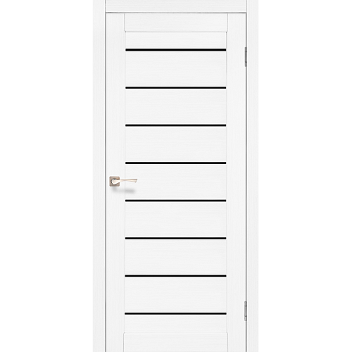 Двери Korfad Delux Piano PND-01 Ясень белый 0,80х2 стекло черное