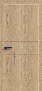 Дверь Терминус LIGHT ПК-04 (800*2000мм) Дуб Класичний ПВХ глуха, чорний торець чорний молдінг