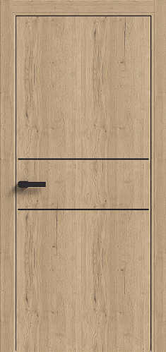 Дверь Терминус LIGHT ПК-04 (800*2000мм) Дуб Класичний ПВХ глуха, чорний торець чорний молдінг