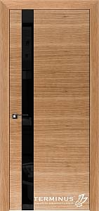 Дверь Терминус Urban шпон дуб светлый  21 (800*2000) черное стекло торец аллюм.черный