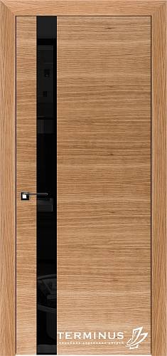 Дверь Терминус Urban шпон дуб светлый  21 (800*2000) черное стекло торец аллюм.черный