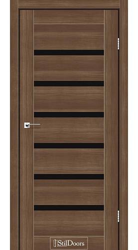 Дверне полотно FLORIDA StilDoors Орех золотой (800*2000) ПВХ, стекло черное