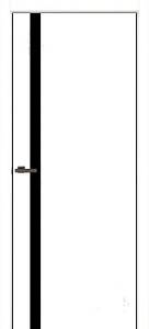 Дверь Омис Flat 02BG  Эмалекс белый  (800*2000) ПВХ, глухое черная кромка ABS 1мм (з фрезеровкой под замок 96/85)