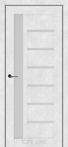 Дверне полотно KENNA City Line (600 х 2000, Бетон Сніжний, Чорне скло)