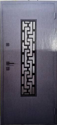 Двері вхідні Портала Street Термо Q-11 (ковка/скло Metalic grey + Белая шагрень  850*2040 ліва