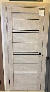 Дверь Терминус UKRAINIAN DOORS UD-11 (600*2000мм) Бетон світлий ПВХ, скло чорне