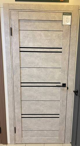 Дверь Терминус UKRAINIAN DOORS UD-11 (600*2000мм) Бетон світлий ПВХ, скло чорне