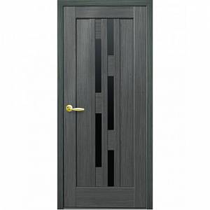 Дверне полотно Новий стиль Лаура grey (600*2000) ПВХ De Luxe стекло BLK
