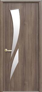 Дверне полотно Новий стиль Камея золотая ольха (600*2000) ПВХ De Luxe стекло сатин
