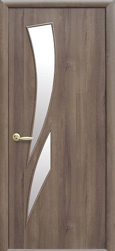 Дверне полотно Новий стиль Камея золотая ольха (600*2000) ПВХ De Luxe стекло сатин