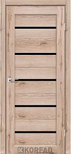 Двери Korfad Porto РR-02 дуб тобакко  0,70х2 стекло черное