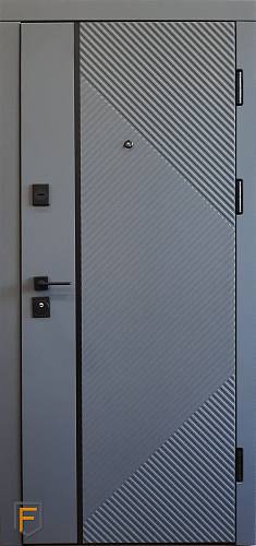 Двері вхідні Форт Нокс Стандарт Velvet Титан софттач/Білий матовий 850 х 2030ліва