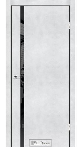 Дверне полотно LOFT GLASS  Stil  ПВХ  Светлый бетон 800*2000 черное стекло обычный торец
