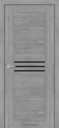 Дверне полотно RAVELLO 800 х 2000, Дуб Платина, Чорне скло